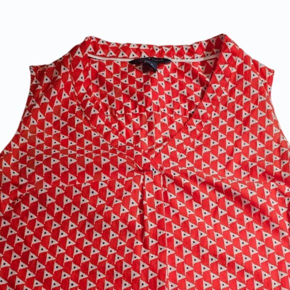 Womens Tommy Hilfiger Small Flag Print Sleeveless Top Red White Blue July 4th - Picture 2 of 7